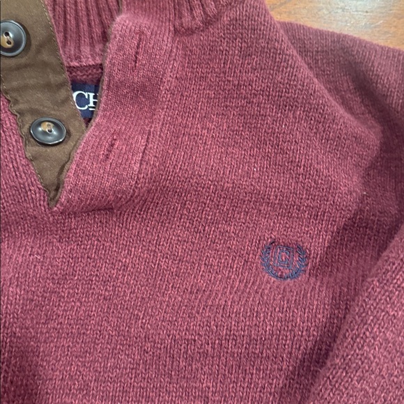 Chaps Men's Maroon Turtleneck Sweater with Brown Elbow Patches Size Medium - Picture 5 of 5